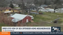 Bird's eye-view of neighborhood surrounding sex offender home, in central Kennewick